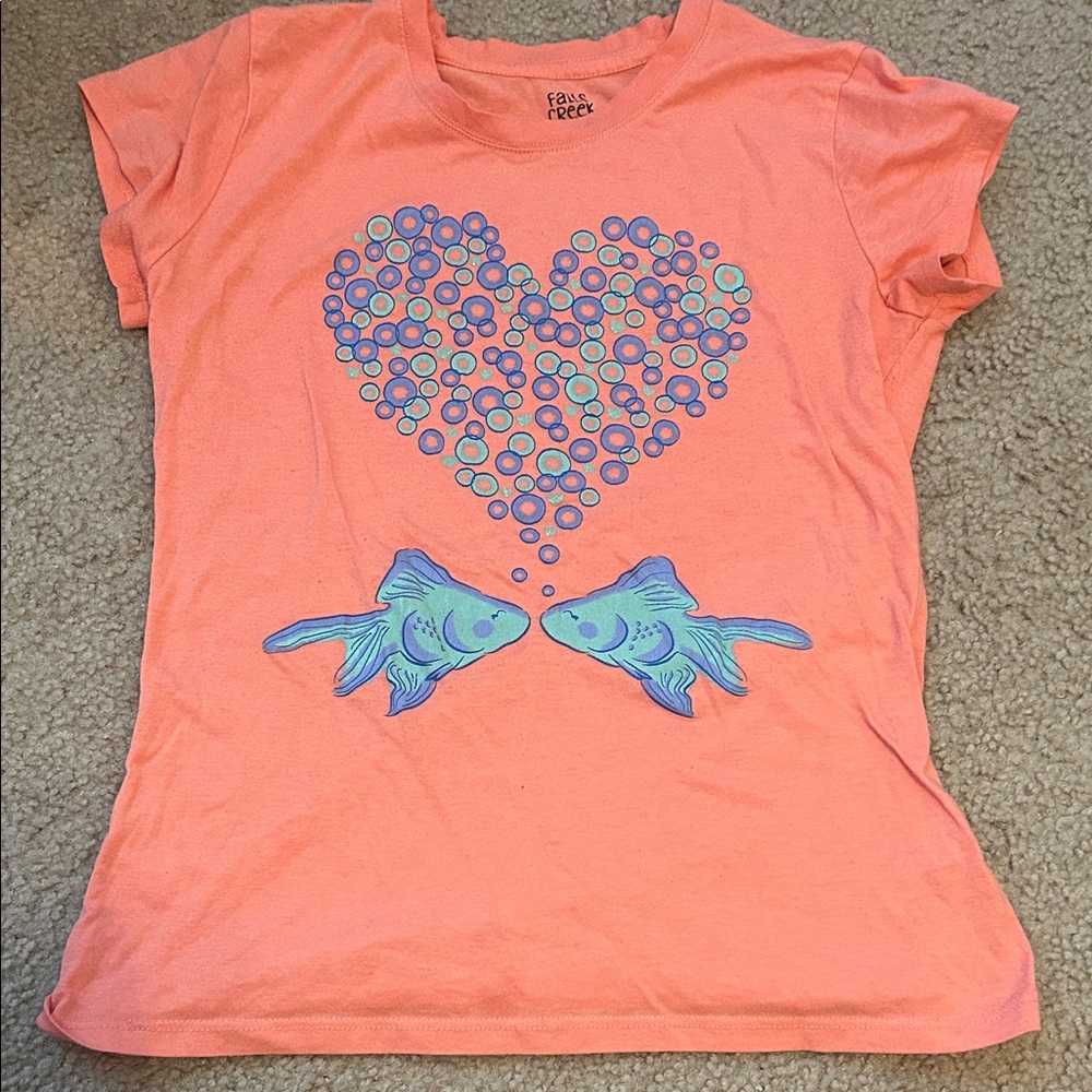 Falls Creek Coral Tee with Heart and Fish Design